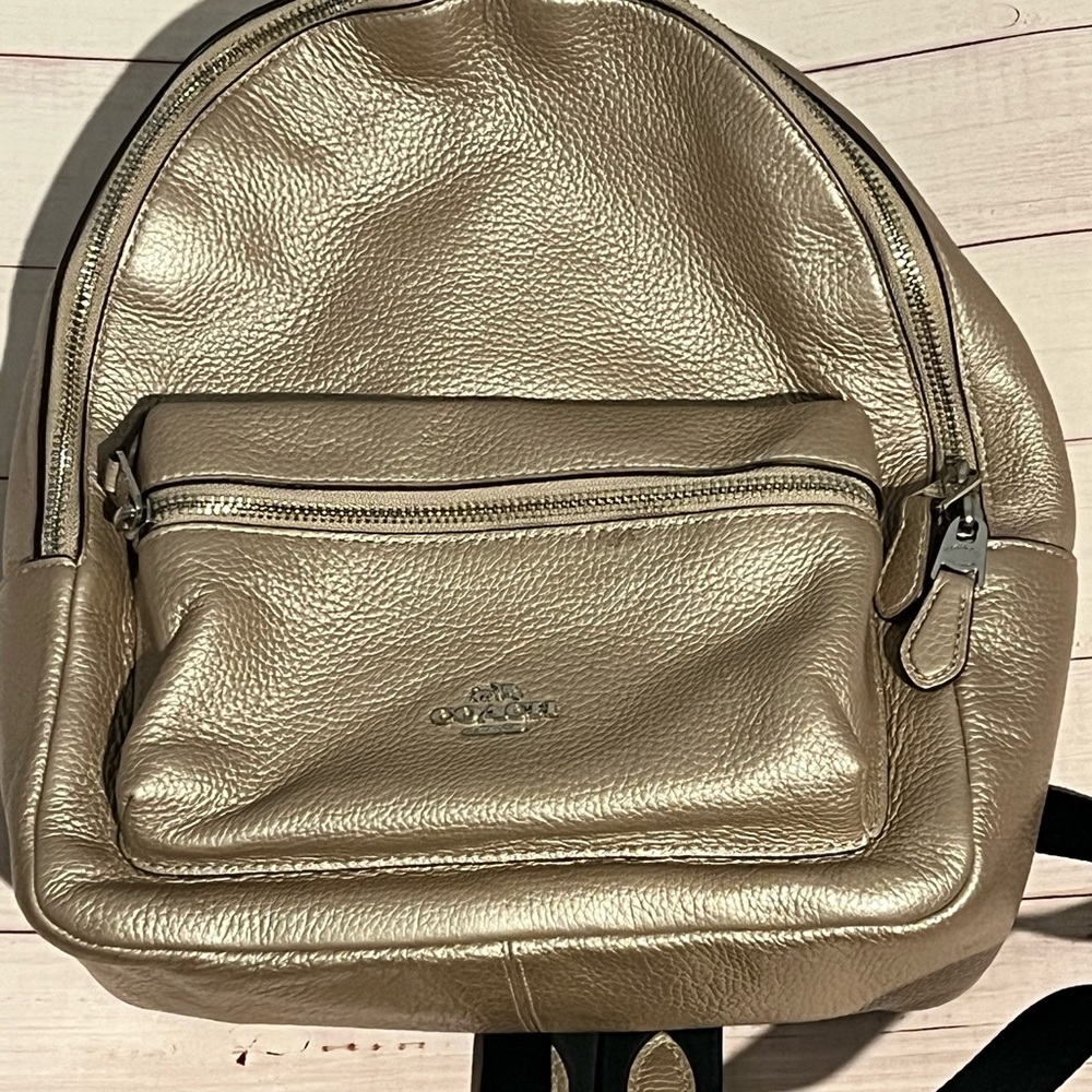Medium Charlie Coach Gold Leather Backpack